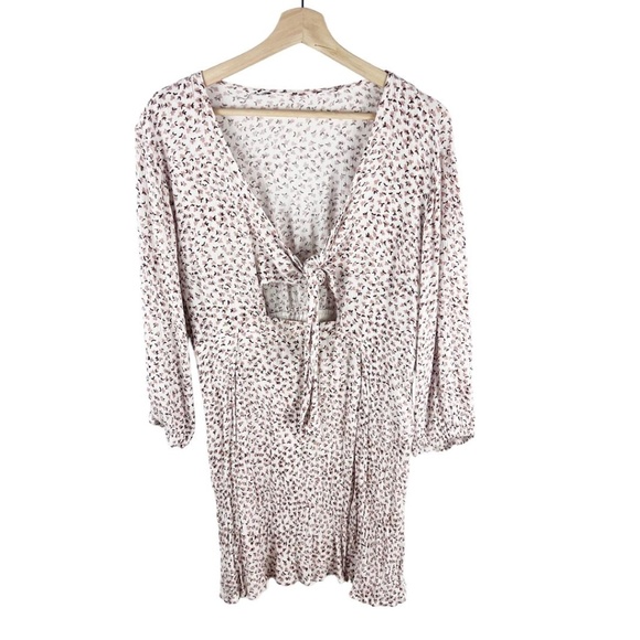 Floral Tie Front Mini Dress | Size L - Picture 1 of 5